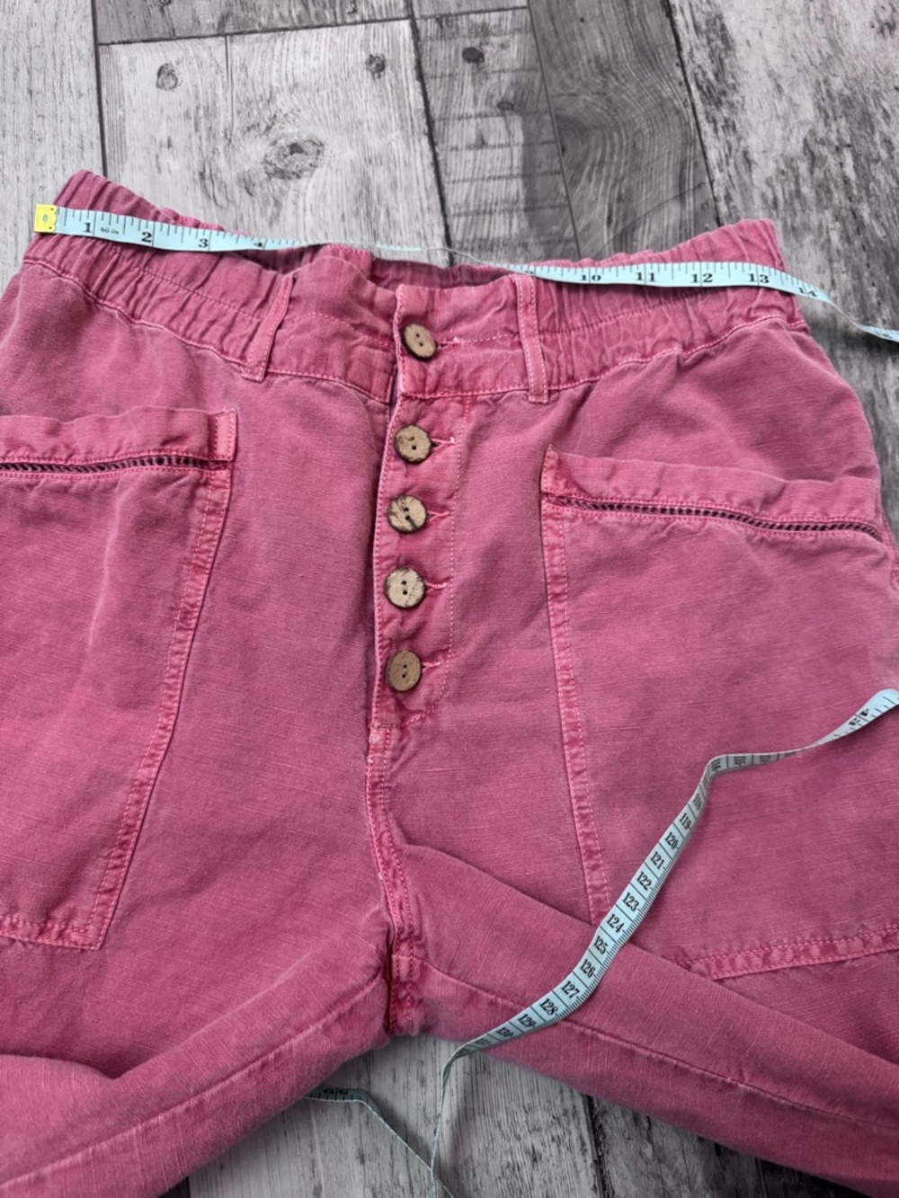 Sundance Linen Blend Pink High-Waist Button Front Pants Lightweight 4 - Picture 2 of 8